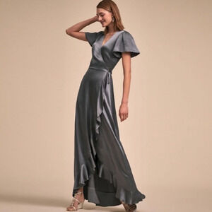 Anthropologie’s BHLDN Ghost London Phoebe Hydrangea Wrap Maxi Dress XS